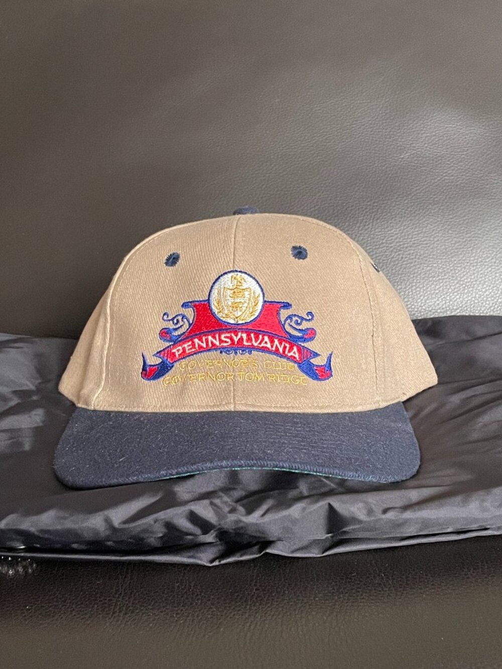 Pennsylvania Governor's Club Tan Navy Snapback - Vintage Style Hat